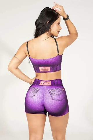 Shorts Dynamite Fake Jeans Orchid Roxo
