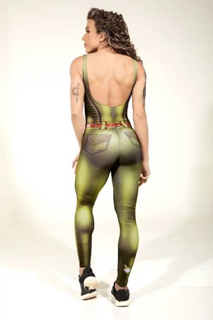 Macacão Dynamite Fake Jeans Boreal verde