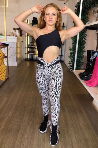 Asymmetric B&W Jumpsuit