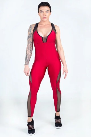 Red Black Tulle Mahogany Jumpsuit
