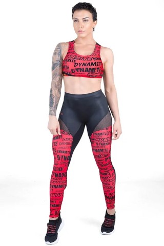Legging Fitness Shadow Strike Preto Vermelho