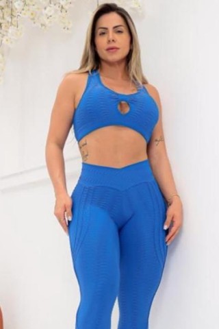 Conjunto Brocado Flower Power Azul