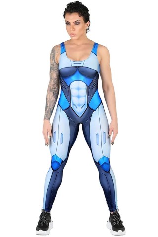 Macacão Fitness Dynamite Holo Blue Macacão Fitness Dynamite Holo Blue