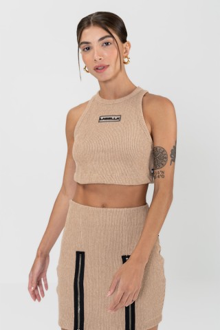 Cropped Labellamafia Canelado Bege