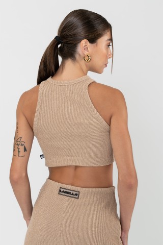Cropped Labellamafia Canelado Bege