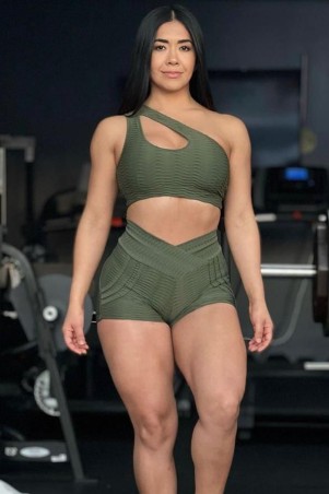 Green Brocade Asymmetric Flurry Set