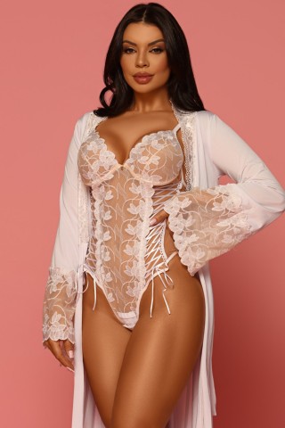 White Anastacia Tulle Bodysuit