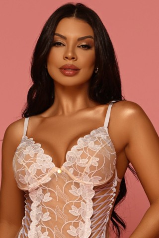 Body Anastácia Tule Em Branco