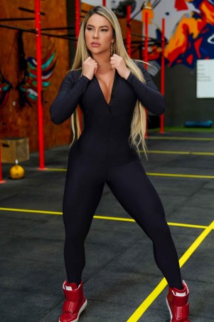 Macacão Manga Longa Marie Preto