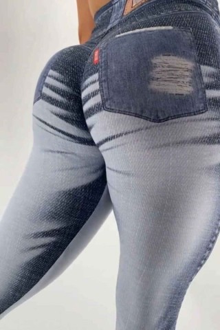 Fake Jeans Stained Leggings