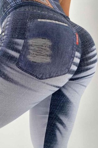 Legging Fake Jeans Donna Shape Stained