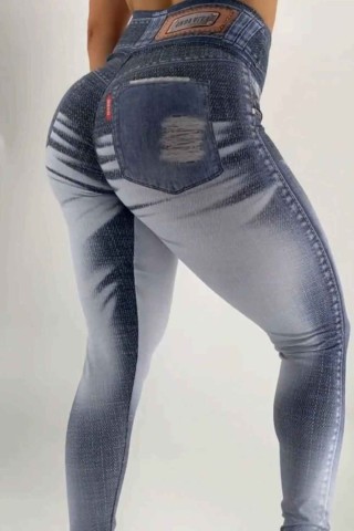 Legging Fake Jeans Donna Shape Stained