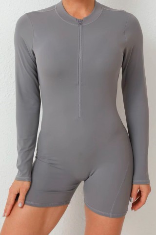 Gray Long Sleeve Flyer Romper