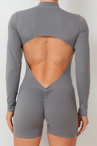 Gray Long Sleeve Flyer Romper