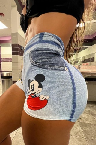 Shorts Fake Jeans Mickey Blue Donna Shape C/E