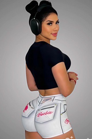 Shorts Fake Jeans Barbie Donna Shape Grey W/U