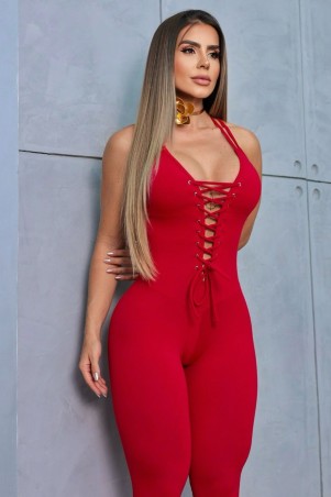 Macacão Dama Chic Vermelho C/E