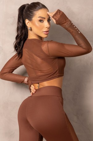 Balance Brown Jumpsuit With Tulle S/L