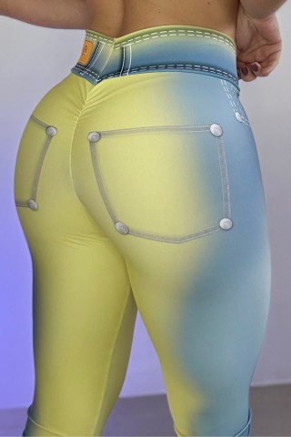 Legging Fake Jeans Yellow Fade C/E