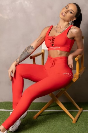 Red Smash Leggings with Ties W/U