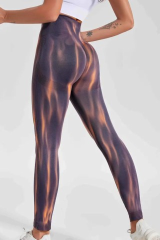 Bicolor Orange Print Leggings