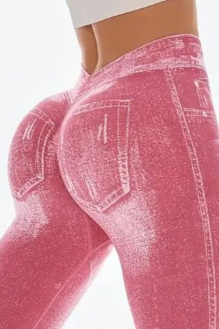 Legging Fake Jeans Skinny Shape Dark Pink C/E