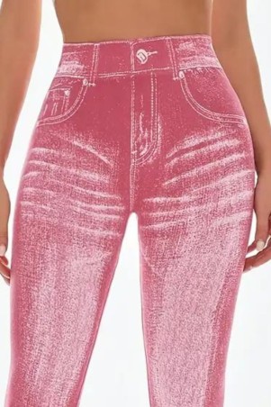 Legging Fake Jeans Skinny Shape Dark Pink W/U