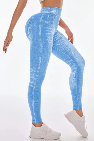 Legging Fake Jeans Skinny Shape Blue C/E