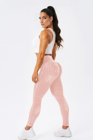 Legging Fake Jeans Skinny Shape Pink W/U