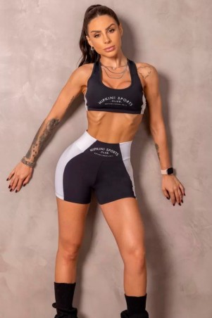 Black and White Runner Shorts with Silk C/E