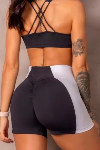 Shorts Runner Preto E Branco Com Silk C/E