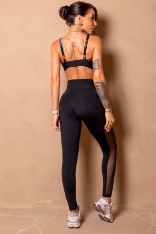 Legging Enjoy The Moment Preto Com Tule S/E