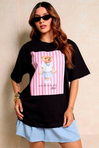 Teddy Stripes Black T-Shirts