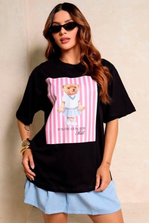 Teddy Stripes Black T-Shirts
