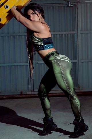 Olive Naughty Skeleton Legging Pants