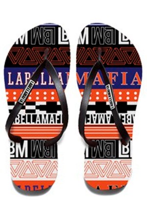 Chinelo FlipFlop LabellaMafia Estampado Laranja e Preto