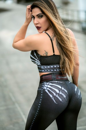 Black Fitness Naughty Skeleton Top