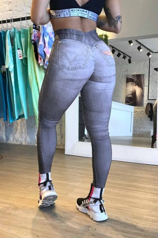 Legging Fake Jeans Wonderful Shape Black